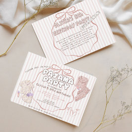 Coquette Streifen & Bugpajama Party Geburtstag Einladung