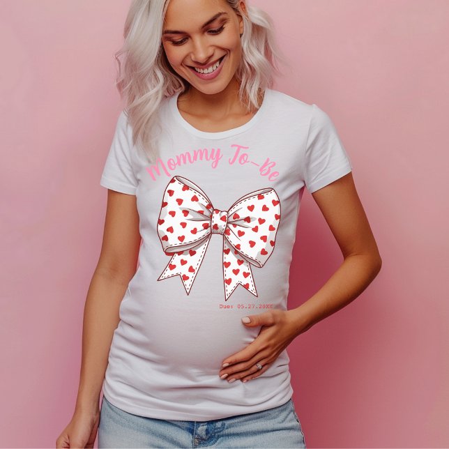 Coquette Sweetheart Bow Mommy to be, Schwangerscha T-Shirt (Coquette Sweetheart Bow Mommy to-be T-Shirt)