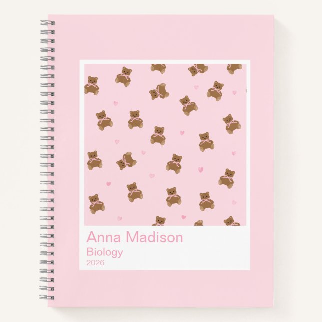 Coquette Teddy Bears Aesthetic Notebook Notizbuch (Vorderseite)