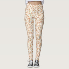 Coquette Terracotta Bows Handgezeichnetes Muster Leggings