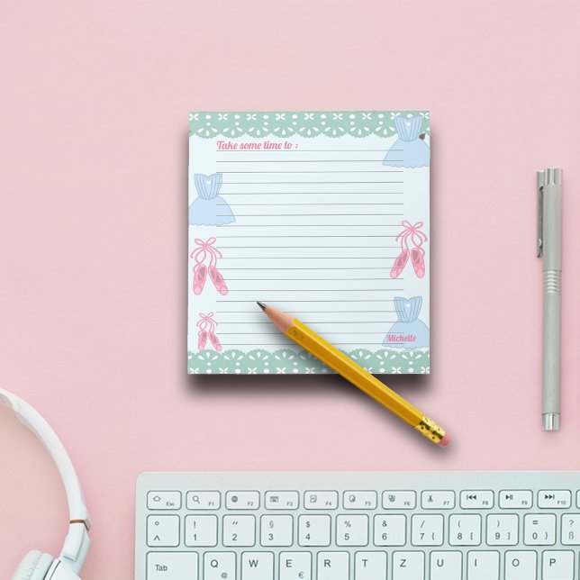 Coquette Theme Ballet Personalisieren Notizblock (Von Creator hochgeladen)