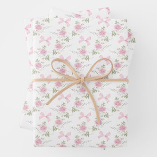 Coquette Toile De Jouy Pink Bow Geschenkpapier Set