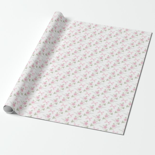 Coquette Toile De Jouy Pink Bow Wrapping Paper Geschenkpapier (Ungerollt)