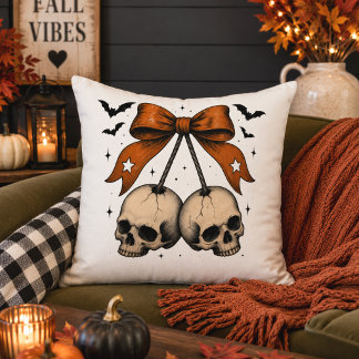 Coquette-Totenkopf-Schleife Halloween-Illustration Kissen