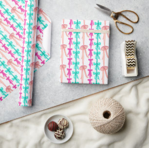 Coquette Turquoise & Pink Bows Geschenkpapier