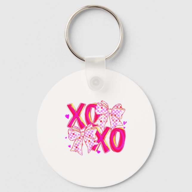 Coquette Valentine Xoxo Funny Valentine Bow Hearts Schlüsselanhänger (Vorderseite)