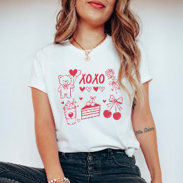 Coquette Valentine XOXO Teddy Bear & Cherries T-Shirt