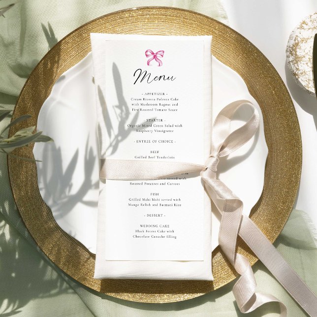 Coquette Wedding Menu Elegant Einfach Menükarte (Von Creator hochgeladen)