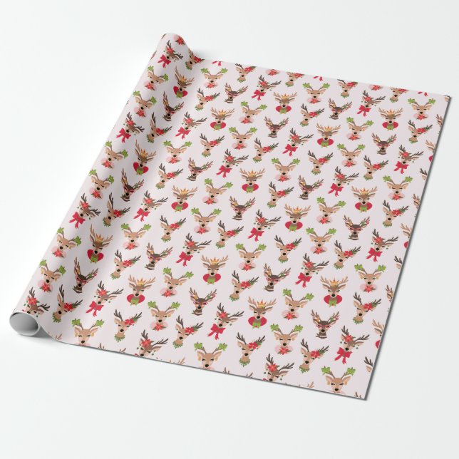 Coquette Weihnachten mit Preppy Rentier Geschenkpapier (Ungerollt)