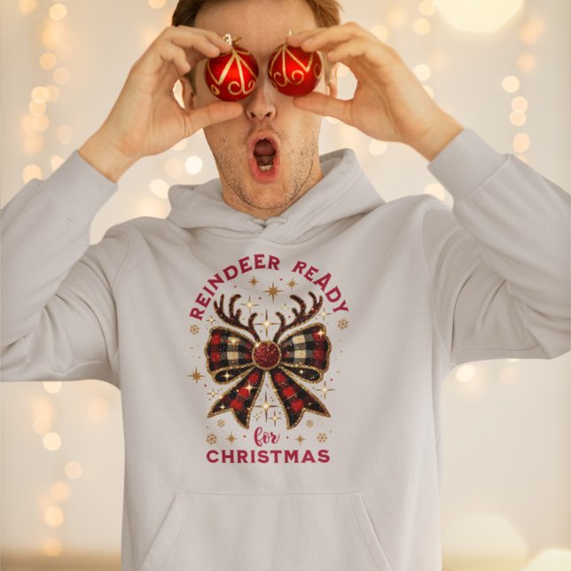 Coquette Weihnachts Kariert Reindeer Ready Bow Hoodie (Von Creator hochgeladen)