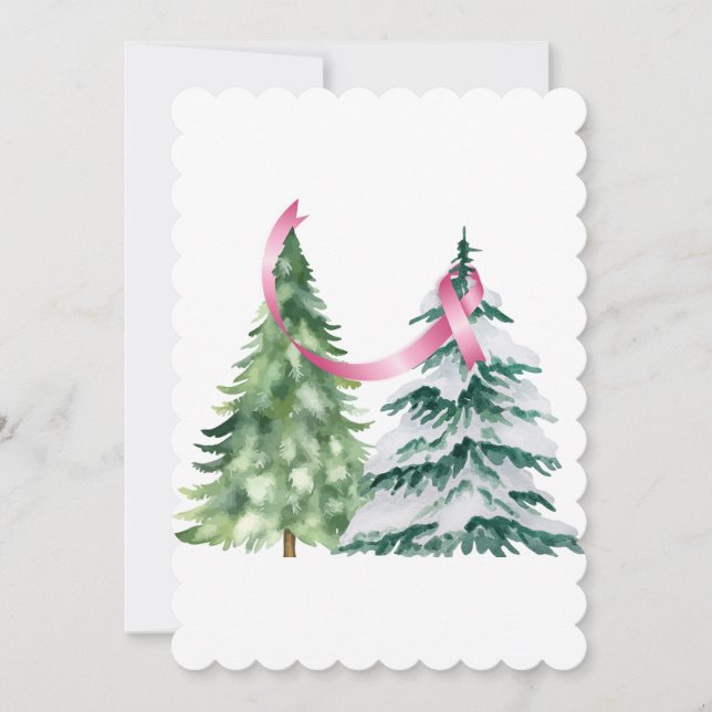 Coquette Weihnachtsbaum, Brustkrebs-Bewusstsein Feiertagskarte (Vorderseite)