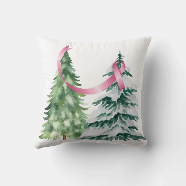 Coquette Weihnachtsbaum, Brustkrebs-Bewusstsein Kissen (Rückseite)