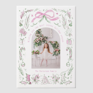Coquette Weihnachtsfamilie Foto Pink Green Doodle