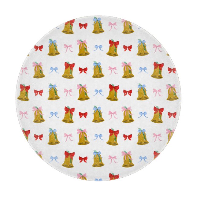 Coquette Weihnachtsglocken und Bows Preppy Classic Schneidebrett (Vorderseite)