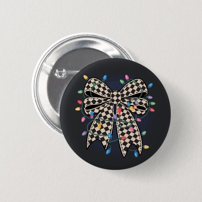 Coquette Weihnachtslicht Bow Merry Xmas Urlaub Button (Vorne & Hinten)