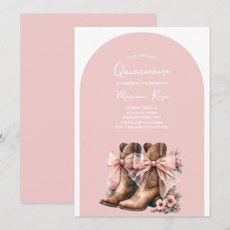 Coquette Western Stiefts Quinceanera Geburtstag Einladung