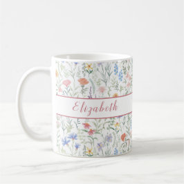 Coquette Wildblumenwiese Personalisiert Rosa Kaffeetasse