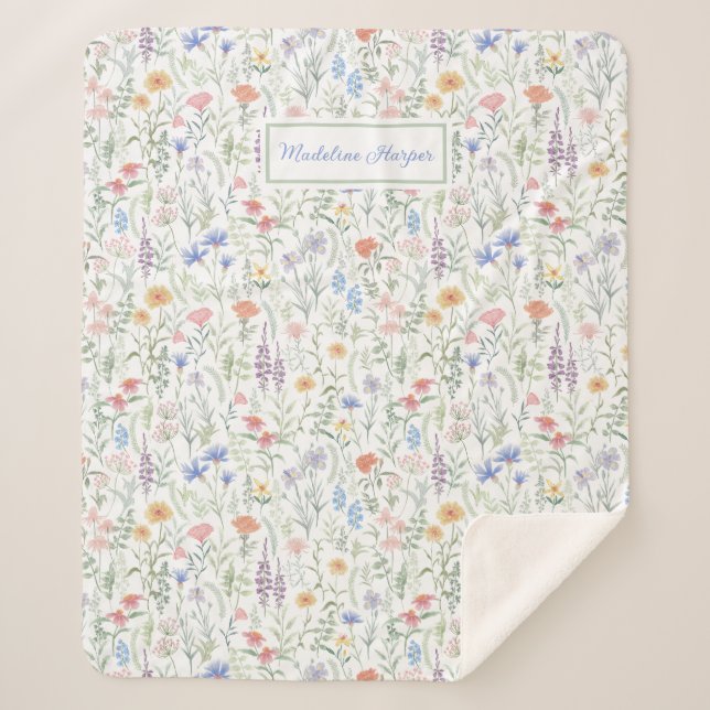 Coquette Wildflower Meadow Personalised  Sherpadecke (Vorderseite)