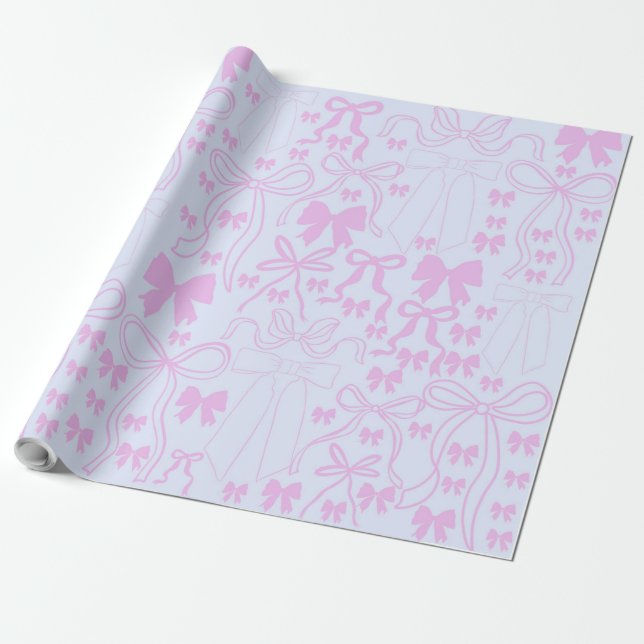 Coquette Wrapping Paper Pink Bow Girly Geschenkwra Geschenkpapier (Ungerollt)