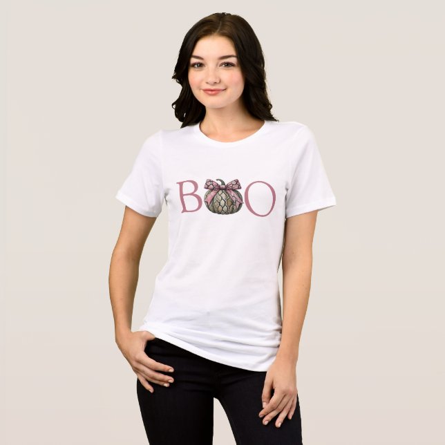 Coquettish Boo Halloween Snake Skin Pumpkin Pink Tri-Blend Shirt (Vorderseite voll)