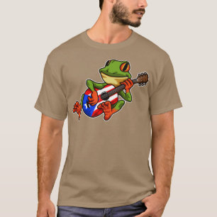 Coqui Frog Playing Guitar Boricua Tier T-Shirt