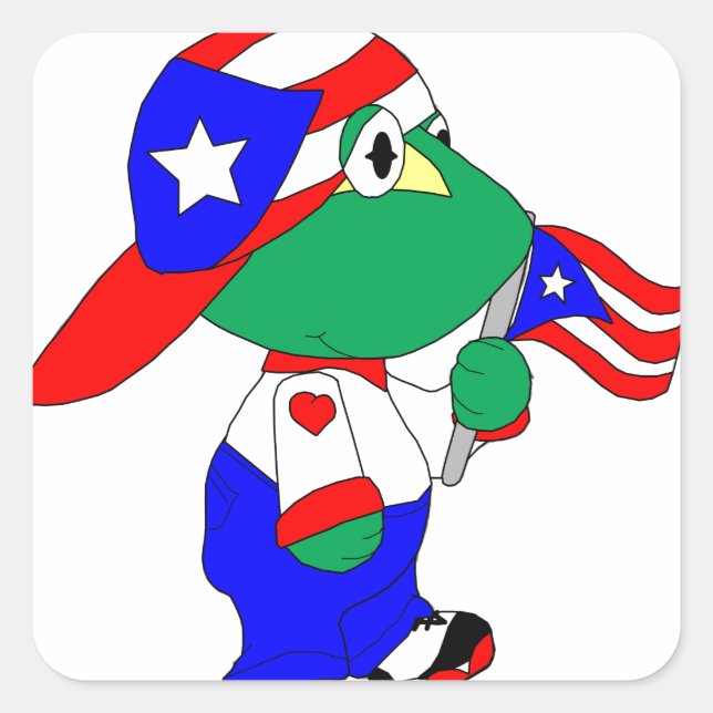 Coqui Puerto Rico Pride Quadratischer Aufkleber (Vorderseite)