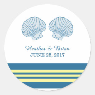 Coquillages bleus Jaunes Nautiques Stickers de mar