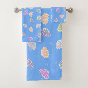 Coquillages colorés Motif Bleu clair