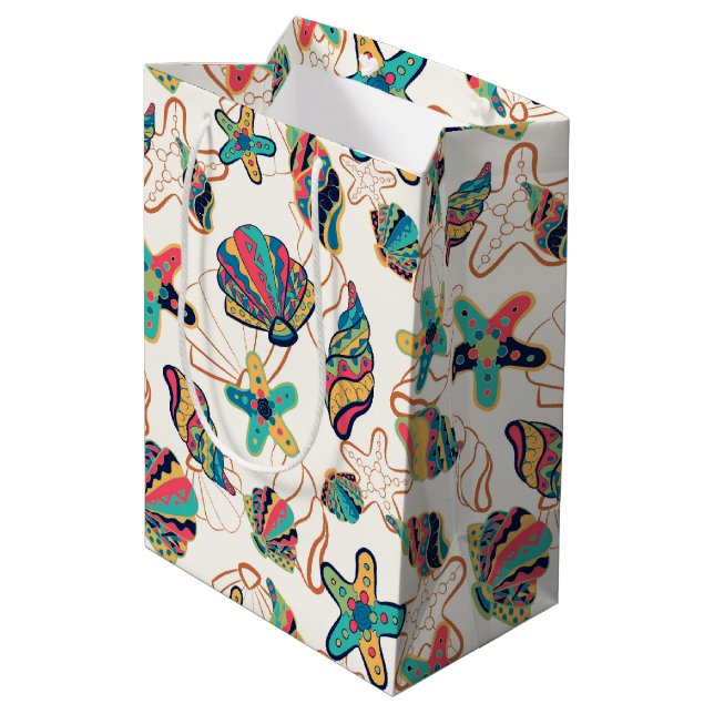 Coquillages colorés sac cadeau moyen (Dos Angle)