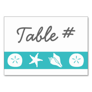 Coquillages d'été en carte de table Turquoise