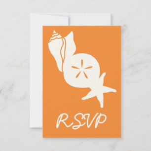 Coquillages d'été en Orange carte RSVP