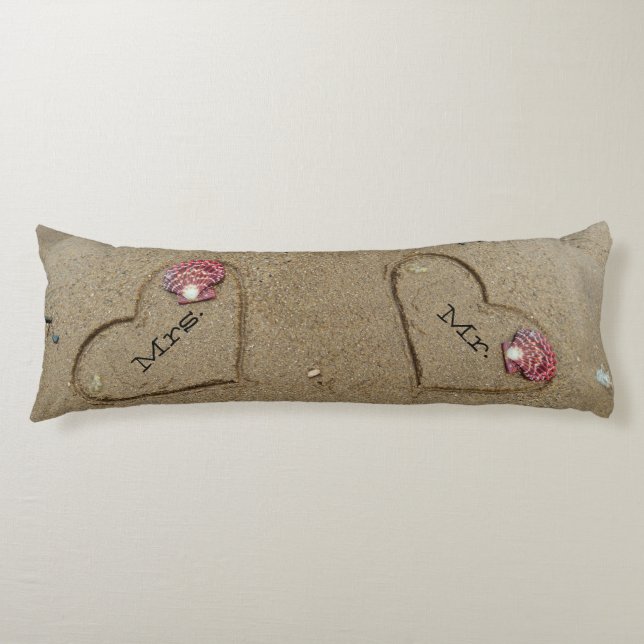 coquillages roses & coeur sur la plage coussin de  (Devant)