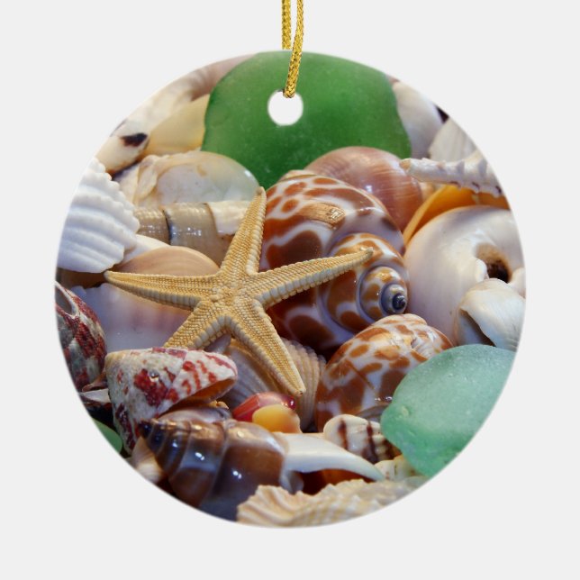 Coquillages, Starfish & Beach Ornement en verre (Devant)
