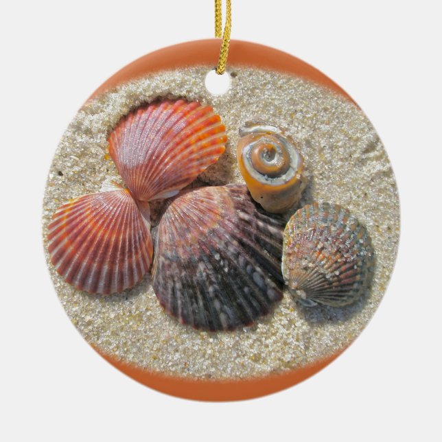 Coquillages sur les ornements de Noël de plage (Devant)