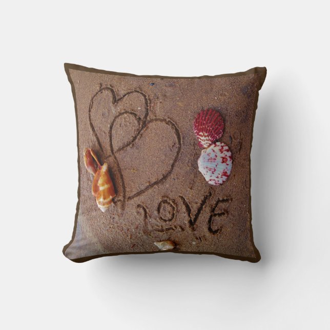 coquilles & Amour sur la plage coussin de mariage  (Recto)