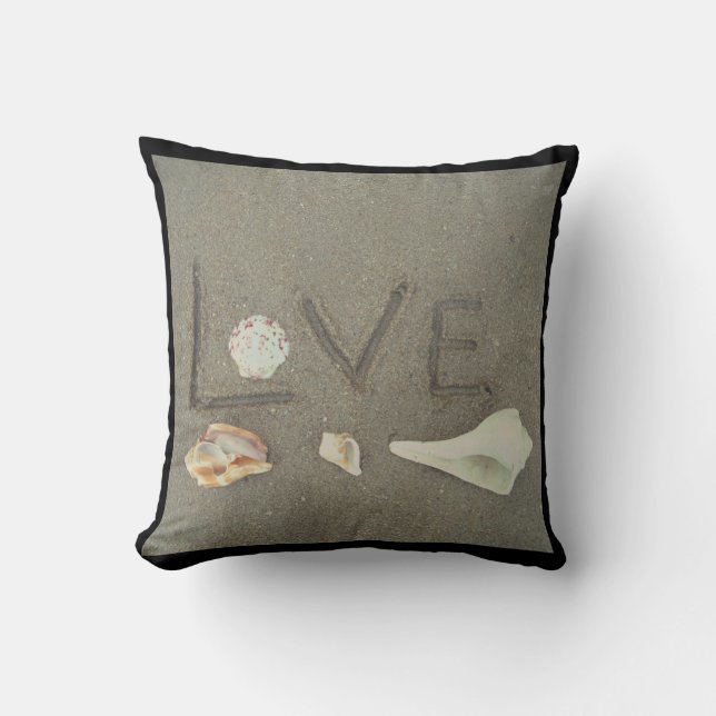 coquilles & coeur sur la plage coussin de mariage  (Recto)