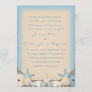 Coquilles de plage de faire-part de mariage de