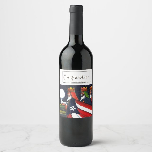 Coquito 3 Könige Puerto Rico Reyes Magos Weinetikett (Vorderseite)