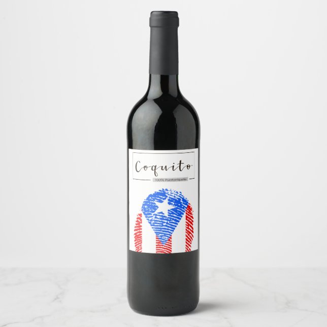 Coquito Boricua Fingerprint Weinetikett (Vorderseite)