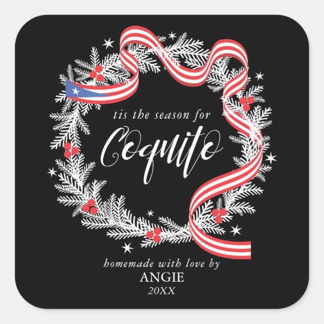 Coquito Christmas Wreath Quadratischer Aufkleber (Vorderseite)