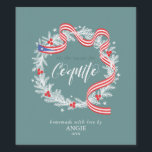 Coquito Christmas Wreath Weinetikett<br><div class="desc">Coquito-Label mit einem Weihnachtskranz und puerto-ricanisches Fahnenband.</div>
