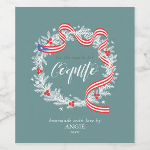 Coquito Christmas Wreath Weinetikett