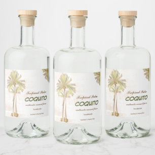 Coquito Coconut Tropical Palm Alkoholflaschenetikett