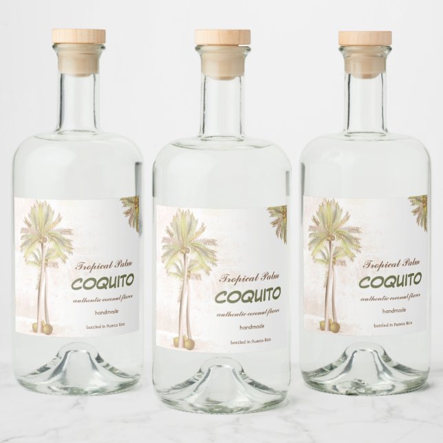 Coquito Coconut Tropical Palm Alkoholflaschenetikett (Flaschen)