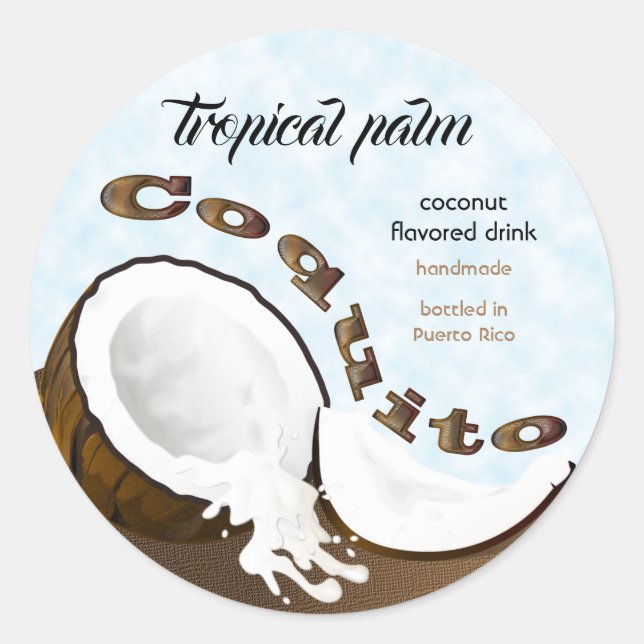 Coquito Coconut Tropisches Obst Runder Aufkleber (Vorderseite)