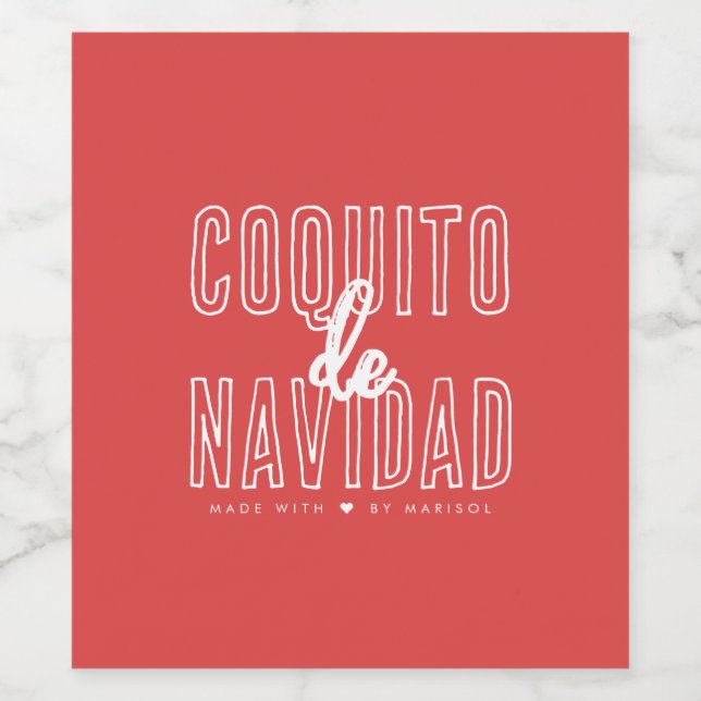 Coquito De Navidad Weinetikett (Einzelnes Label)