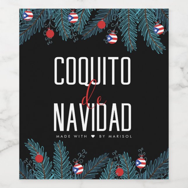 Coquito De Navidad Weinetikett (Einzelnes Label)