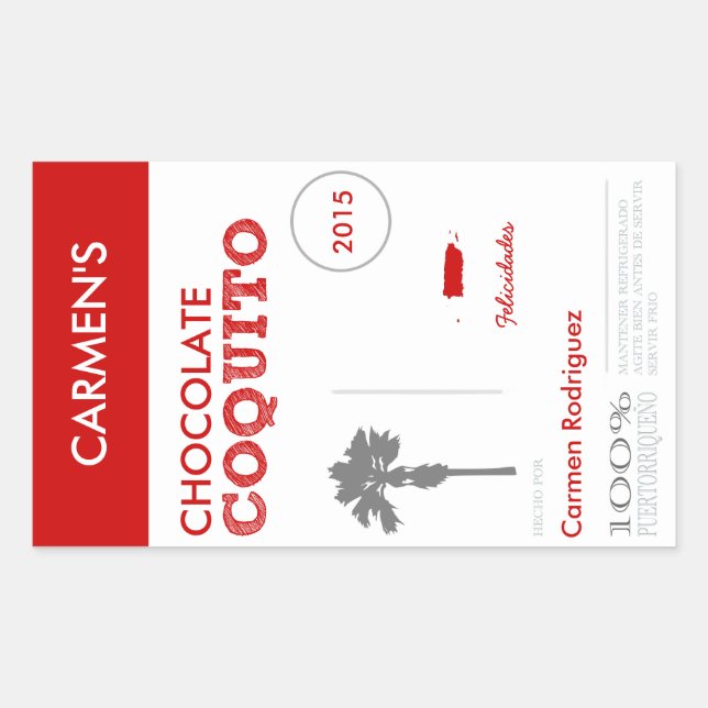 Coquito de Puerto Rico Rojo Rechteckiger Aufkleber (Vorderseite)