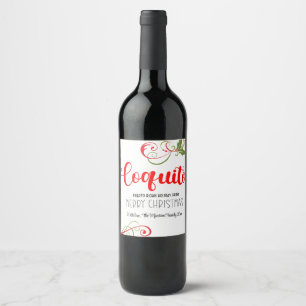 Coquito Frohe Weihnachts-Personalisierte Flaschene Weinetikett