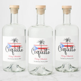 Coquito Frohe Weihnachtsfahne Palm Tree Geschenk T Alkoholflaschenetikett